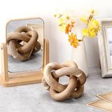 Yalikop 3 Link Wood Knot Decor Rustic Home Décor Accents Hand Carved Coffee Table Decoration, Boho Chain Link Decoration, Modern Shelf, Rustic Objects for Home Living Room Bedroom(Acacia Wood)