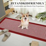 Hallway Runner Rug 2x10ft Red Kitchen Floor Mat Modern Geometric Non Slip Throw Rugs Busy Traffic Extended Indoor Doormat Machine Washable Accent Carpet forBedroom Living Room Valentine's Day