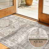 HAOYUNLAI Washable 4x10 Living Room Area Rug Beige Low‑Pile Bedroom Carpet