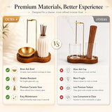 2 in 1 Incense Holder for Sticks with Ash Catcher for Meditation | Incense Burner Holder with Wood Base, Ceramic Vase Storage & Metal Ash Catcher Hang Upside for Meditation Home Room Decor