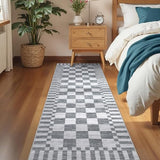 GarveeHome 2.5x8 Checkered Kitchen Runner Rug for Hallway Non Slip Washable