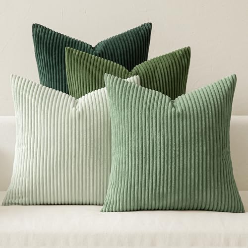 MIULEE Soft Corduroy Decorative Throw Pillow Covers Forest Green 20x20