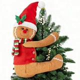 Gingerbread Christmas Tree Topper Decorations,Gingerbread Ornament Doll Tree Hugger Decor for Curtain Wine Bottle Christmas Tree Holiday Home Decor, 11" x 15"