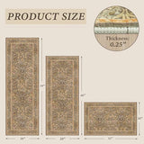 JTJ Taupe Brown Kitchen Rug Set of 3, Washable Non Slip Mats with Runner