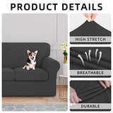 ISSUNTEX 4 Pieces High Stretch Thicken Couch Covers, Soft Sofa Slipcover for 3 Separate Cushion , Jacquard Fabric Elastic Furniture Protector for Dogs (Sofa, Dark Gray)