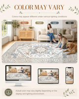 OLANLY 8x10 Washable Area Rug, Soft Non Slip Carpet for Bedroom Living Room