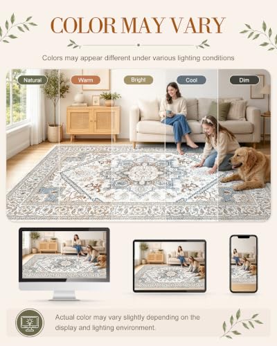 OLANLY 4x6 Washable Area Rugs, Soft Non Slip Carpet for Bedroom Living Room