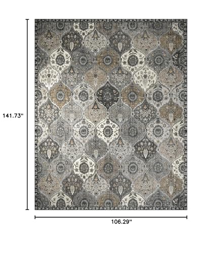 Lahome Moroccan 9x12 Rug for Living Room, Soft Washable Grey Bedroom Rug
