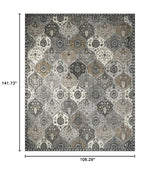 Lahome Moroccan 9x12 Rug for Living Room, Soft Washable Grey Bedroom Rug