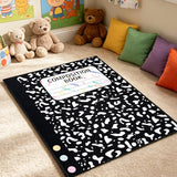 3.3 x 4 ft Large Classroom Rug Composition Notebook Educational Area Rug Back to School Soft Fluffy Pastel Play Carpet Washable Non-Slip Learning Floor Mat for Reading Calming Corner Nursery Playroom