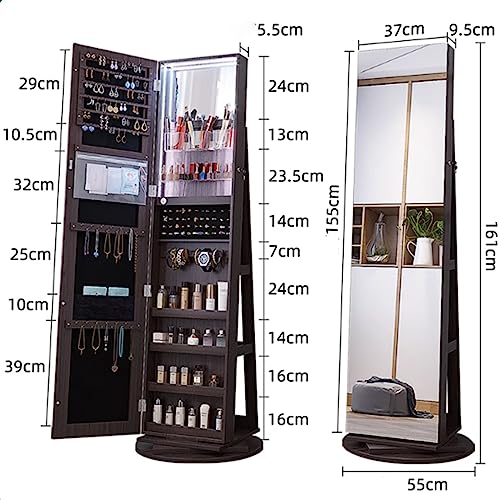 Floor-Standing Full-Length Mirror Style Simple Large-Capacity partition Jewelry Cosmetics Storage Multi-Functional Dressing Mirror (C b)