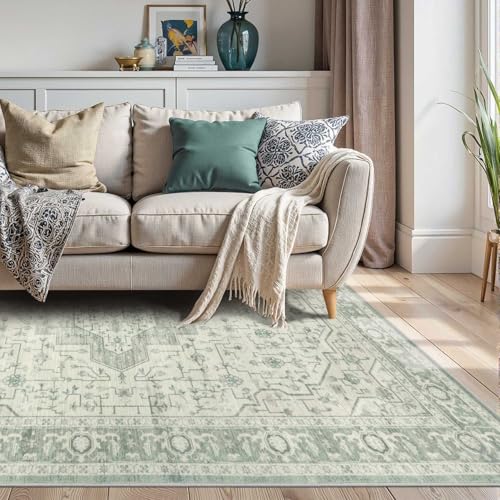4x6 Vintage Boho Washable Rug for Bedroom(Green)