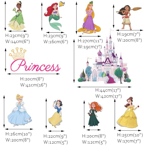 Runtoo Princess Wall Decals for Girls Bedroom Crown Castle Wall Art Stickers Kids Baby Nursery Home Decor