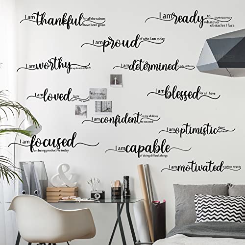Epakh 2 Sheets Inspirational Wall Decals Motivational Wall Stickers Black Art Decor Positive Affirmation Quote Stickers Vinyl Positive Wallpaper for Living Room Bedroom Office Nursery Restaurants