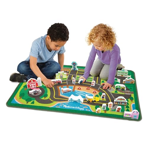 Melissa & Doug PAW Patrol Activity Rug - Adventure Bay (22 Pieces) PAW Patrol Town Mat with Wooden Toys for Ages 3+