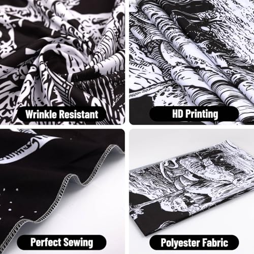 Black and White Goth Skull Tapestry for Bedroom, Gothic Skeleton Halloween Wall Tapestries Aesthetic, Horror Ghost Rider Night Sky Moon Dark Wall Hanging Decor for Living Room (51'' x 60'')