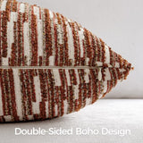 Boho Striped Decorative Throw Pillow Covers 20"X20" Set of 2，Burgundy