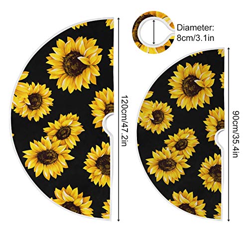 Moudou Sunflower Tree Skirt Xmas Tree Skirts Mat for Holiday Party Indoor Outdoor Home Office Decoration, 36 Inch