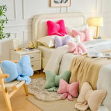 Lfsaaj Bowknot Pillow Pink Cute Bow Decorative Throw Pillows 12" Aesthetic Home Decor Bow Cushions Butterfly Knot Plush Pillow for Bedroom Couch