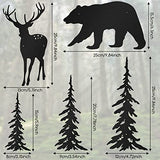 Moxweyeni 6 Pcs Black Metal Wall Decor-deer Bear Pine Tree Forest Rustic Wall Decor for Bedroom Kitchen Living Room Dining Room(Black)