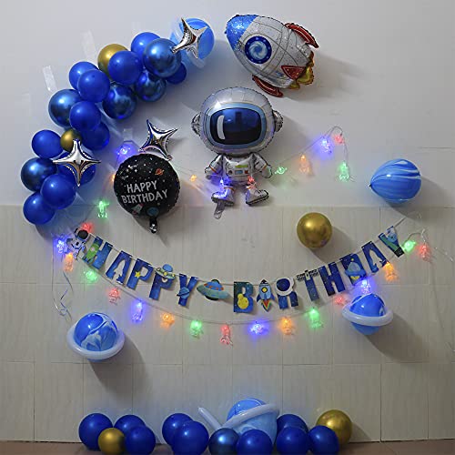 Children's Room LED String Lights with Remote 20 LED 11 FT 8 Modes Battery Operated Space String Lights with Rocket Spaceship Astronaut Pendants Holiday Party Lights for Kids Room Multicolor