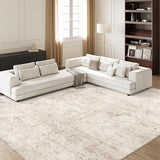 Art&Tuft Washable Rugs 8x10, Anti-Slip Backing Abstract 8x10 Area Rugs for Living Room, Foldable Stain Resistant Machine Washable Area Rug (8'x10', Beige)