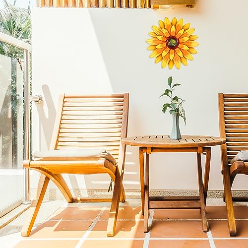 Dekomere Metal Flowers Outdoor Decor 13" Metal Sunflower Wall Art Decorations Sunflower Wall Decor for Kitchen Living Room Porch Garden Yard