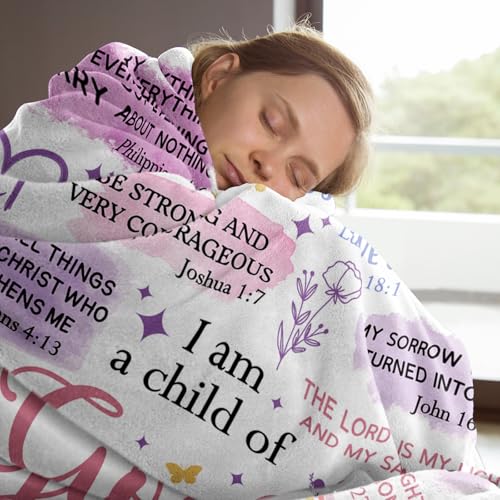 Baptism Gifts for Girl, I Am a Child of God Blanket, Teen Girl Gifts Trendy Stuff, Christian Birthday Gifts for Teen Girls, Women Confirmation & First Communion Gifts for Girls(50 * 60)