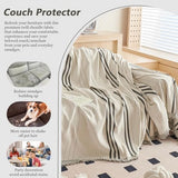 DREAMINGO Couch Cover for Armchair Reversible Chenille Chair Sofa Protector Washable Couch Cover Blanket for Living Room Striped Jacquard Recliner Furniture Slipcover 71"x71"