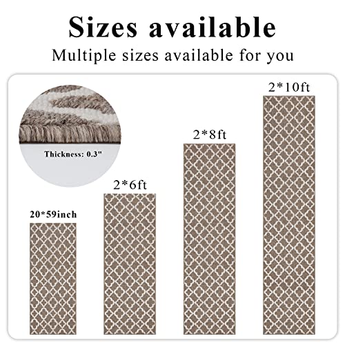 Runner Rug for Hallway 2×10feet Non Slip Kitchen Runners, Brown