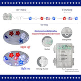 LAMPHOME Red White and Blue Patriotic String Lights, 16FT 50 LED 4th of July Decorations Battery Operated Fairy Lights with 8 Functions &Timer for Independence Day Memorial Day Home Decor