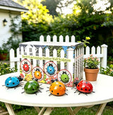 Metal Garden Wall Art Decorative Set of 4 Cute Ladybugs Outdoor Wall Sculptures