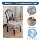 Waterproof Stretch Seat Covers,Dining Room Chair for 4 Set Removable Washable Chair Slipcover Protectors,Rear Covers,Light Grey
