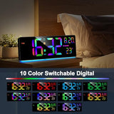 XREXS 16.3" Bluetooth Large Digital Wall Clock with Remote Control, Auto Time Sync, 6 Color Night Lights Adjustable Dimmer 10 RGB Color Changing Large Display for Home, Gym, Office and Classroom