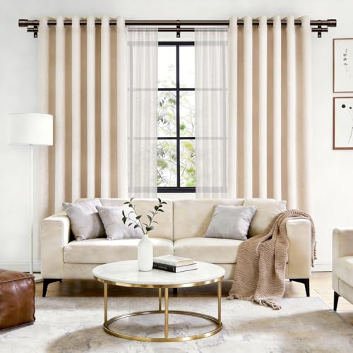 Double Curtain Rod 72 to 144 Inch, HOTOZON 1 Inch Heavy Duty Double Curtain Rods for Windows 60 to 140 Inches(5-11.6 ft), Telescoping Drapery Rod with Simple End Finials, Bronze