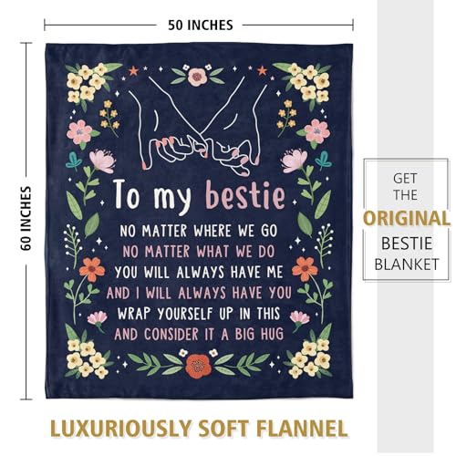GiltGlimmer Friendship Gifts for Women, Best Friend Birthday Gifts for Women, Best Friend Blanket Gift, to My Bestie Throw Blanket for Christmas 60" x 50"