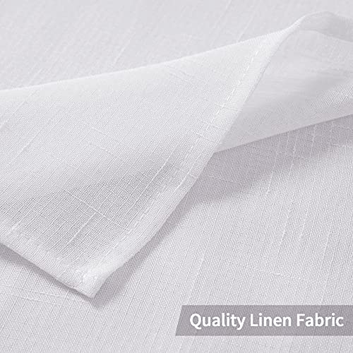 MIULEE Natural Linen Sheer Window Curtains - Elegant Solid White Drapes Grommet Top Voile Panels for Bedroom Living Room (52X90 Inch)