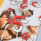 Cartoon White and red Lightning Cake Candle Digital Anime Cartoon Birthday Candle Cake Decoration Animation Birthday Decoration Party Supplies(8)