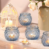 24 Pcs Blue Votive Candle Holders Round Glass Candle Holders Bulk