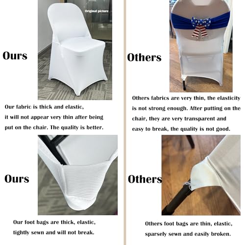 40PCS Stretch Spandex Folding Waterproof Chair Covers,Universal Fitted Chair Cover Protector for Wedding Party Banquet Holidays Celebration Decoration(40, White New)