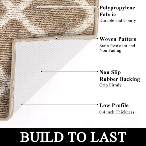 SHACOS Washable Runner Rugs 20"x59" Entryway Runner Rug Kitchen Doorway Non Slip Rubber Backing Trellis Rug Runners Laundry Room Hallway Runner Rug, Beige