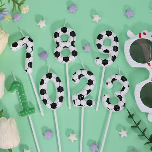 Soccer Birthday Candle - Number 8 Candle for Soccer Cake Topper, Sports Theme Birthday Party Decorations for Boys Girls