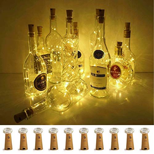 Wine Bottle Lights with Cork, LoveNite 10 Pack Battery Operated Bright LED Fairy Mini String Lights for Liquor Bottles DIY, Birthday Party, Christmas, Wedding - Indoor Decorative Lighting (Warm White)
