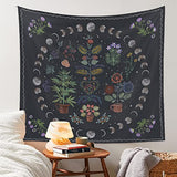 LINICE Nature Moon Phase Wall Hanging, Bohemian Mandala Tapestry Aesthetic Bedroom Decor, Botanical Tapestry Suitable For Bedroom Home Dorm