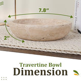 FNTSTICGOODS Travertine Decorative Bowl - 7.8” Diameter & 2” Height - Key Bowl for Entryway Table - Travertine - Organic Modern Centerpiece - Beige/Natural