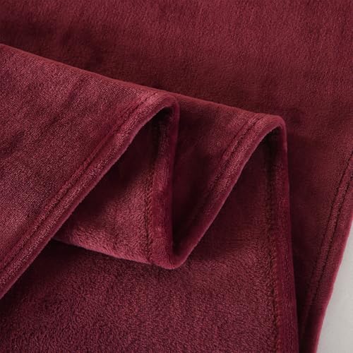 TASTHROW Burgundy Throw Blanket 50x60 Inches, Soft Plush Cozy Fleece Flannel Throw Blanket, Lightweight Warm Throws for Bed, Couch, Bedroom and Living Room, All Seasons