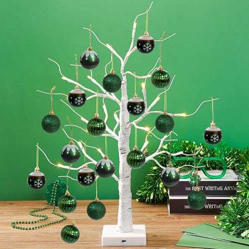 Green Christmas Balls 16ct 2.36”Christmas Tree Decoration, Shatterproof Plastic Decorative St. Patrick's Day Ball Ornaments Exquisite Designs (Green)