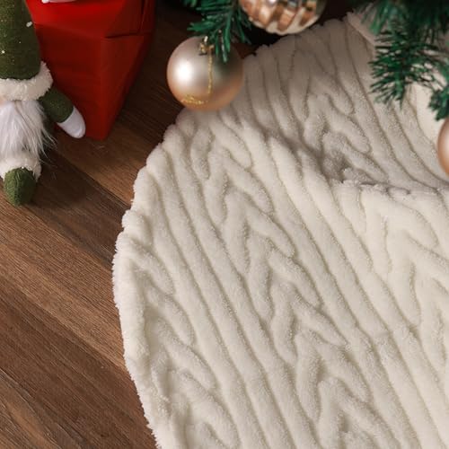 Christmas Tree Skirts 36inch White Faux Fur Xmas Tree Skirt for Christmas Decoration New Year Party Holiday Decorations