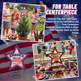 Lighted 4th of July Star Tree Topper, LED USA 250th Anniversary Wooden Patriotic Star Treetop Decoration, Battery Operated American Flag Star for Christmas Tree Independence Day Party Decor