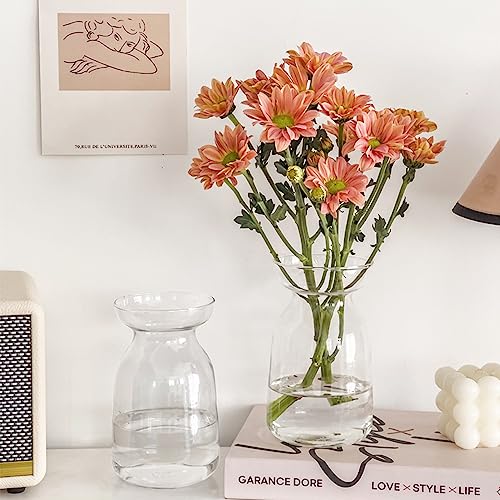 Gute Glass Vases for Decor, Modern Decorative Flower Vase Centerpieces Table Home Indoor Desk Decor Living Room, Kitchen, Office Wedding or Housewarming Gifts (Clear)